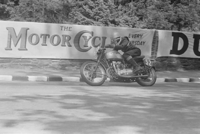 Framed Print : Stanley Avis (Triumph) 1951 Senior Clubman TT Framed Print : Stanley Avis (Triumph) 1951 Senior Clubman TT
