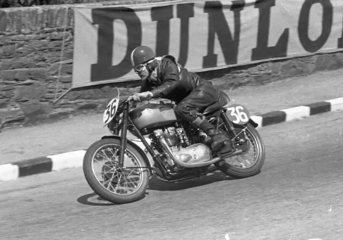 Framed Print : Stanley Avis (Triumph) 1954 Senior Clubman TT Framed Print : Stanley Avis (Triumph) 1954 Senior Clubman TT
