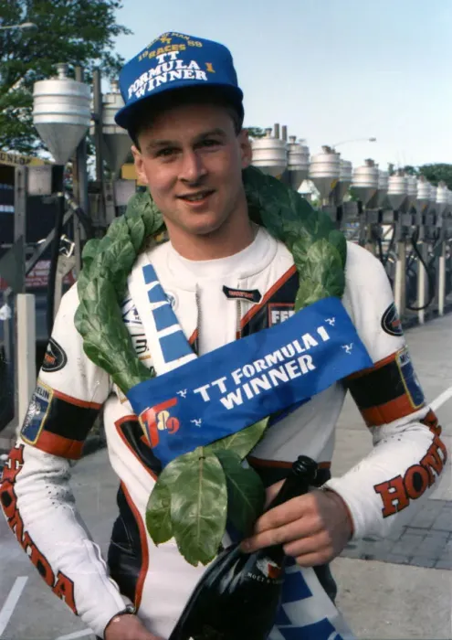 Framed Print : Steve Hislop after winning the 1989 Formula One TT Framed Print : Steve Hislop after winning the 1989 Formula One TT