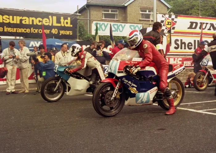Framed Print : Steve Moynihan and Phil Nicholls (Yamaha) 1987 Junior TT