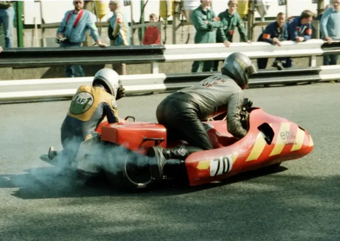 Framed Print : Stuart West & Alan Fisher (Windle Yamaha) 1984 Sidecar TT