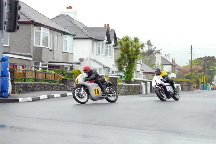 Framed Print : Bill Swallow (Matchless) and Alan Oversby (Triumph) 2013 Pre TT Classic Framed Print : Bill Swallow (Matchless) and Alan Oversby (Triumph) 2013 Pre TT Classic