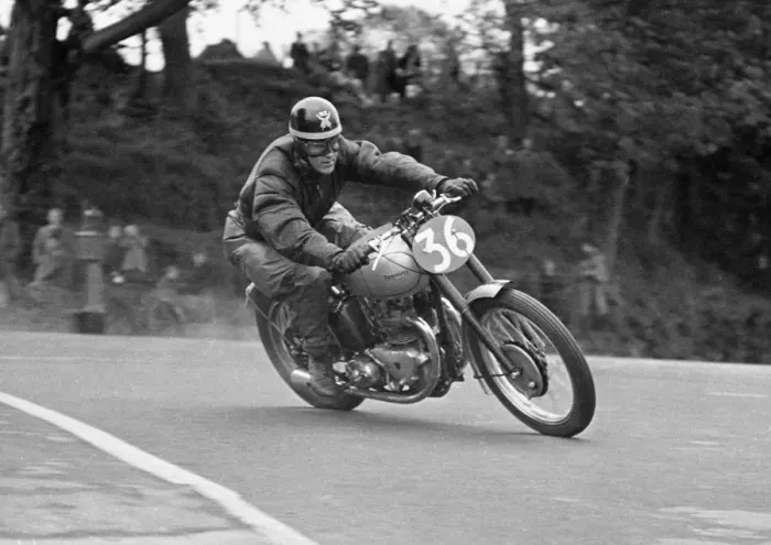 Framed Print : Syd Jensen (Triumph) 1949 Senior TT