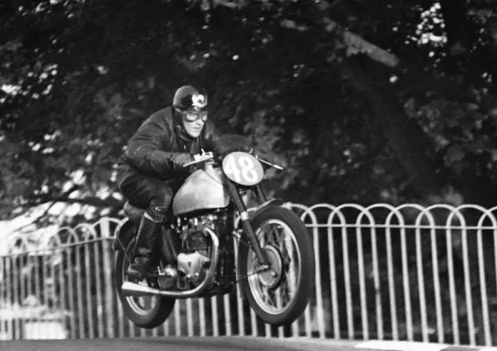 Framed Print : Syd Jensen (Triumph) 1950 Senior TT Framed Print : Syd Jensen (Triumph) 1950 Senior TT