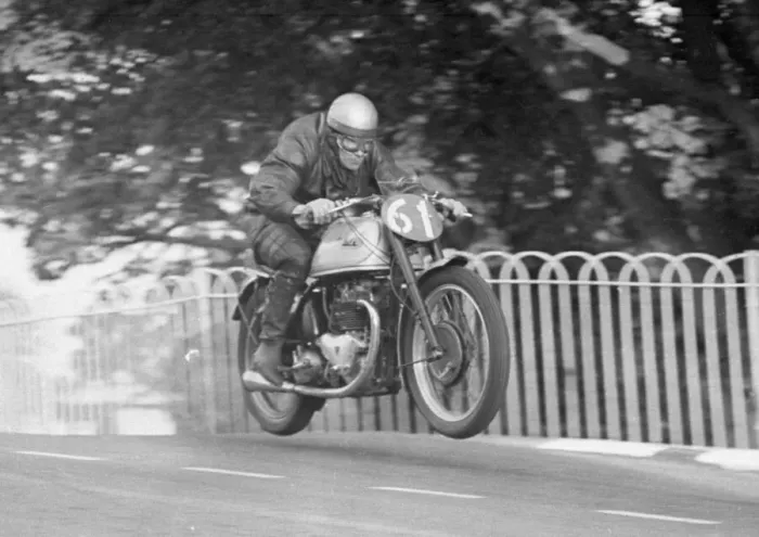 Framed Print : Syl Anderton (Triumph) 1950 Senior TT