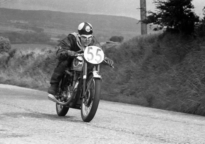 Framed Print : T Morris (AJS) 1954 Junior Manx Grand Prix Framed Print : T Morris (AJS) 1954 Junior Manx Grand Prix
