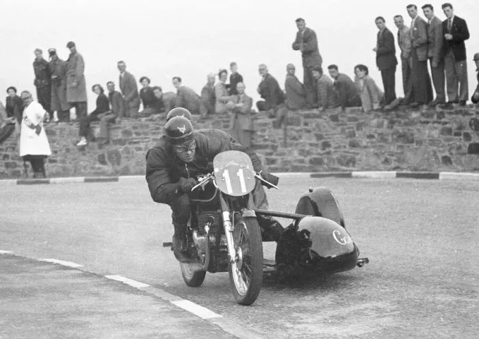 Framed Print : Ted Davis & E G Allen (Matchless) 1954 Sidecar TT Framed Print : Ted Davis & E G Allen (Matchless) 1954 Sidecar TT