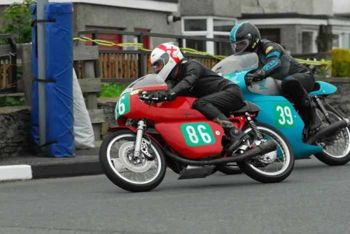 Framed Print : Ted Fenwick (Ducati) & Geoff Bates (Bates Honda) 2014 Pre TT Classic