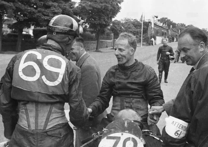 Framed Print : Ted Frend (AJS) & Peter Goodman 1947 Senior TT Framed Print : Ted Frend (AJS) & Peter Goodman 1947 Senior TT