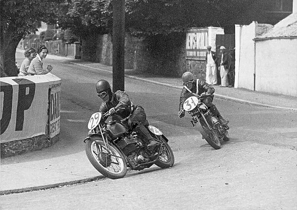 Ted Mellors (Velocette) and J H Crasher White (Norton) 1937 Junior TT