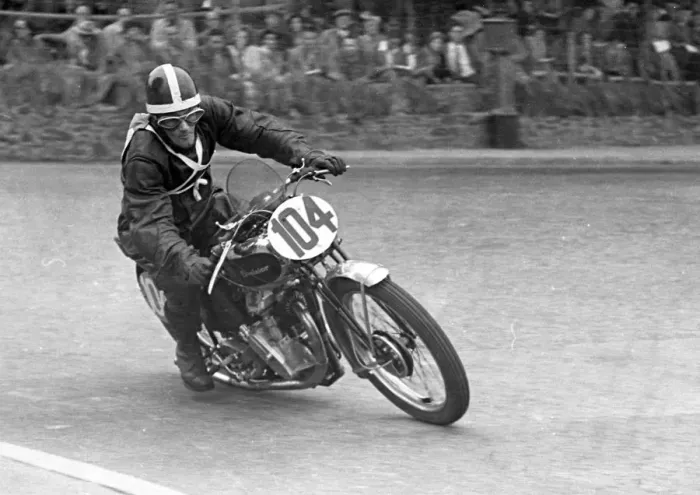 Framed Print : Tommy Brown (Excelsior) 1949 Lightweight Clubman TT