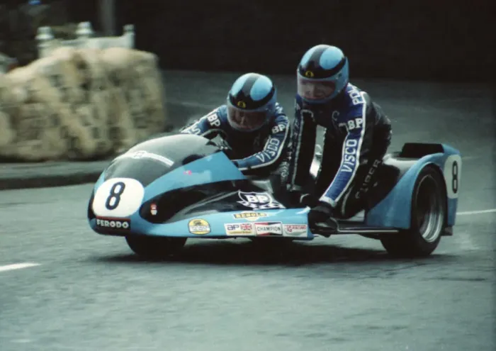 Framed Print : Trevor Ireson & Clive Pollington (Yamaha) 1980 Sidecar TT