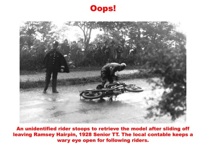 Framed Print : Oops. An unidentified riders stoops to reover the model after sliding off Framed Print : Oops. An unidentified riders stoops to reover the model after sliding off