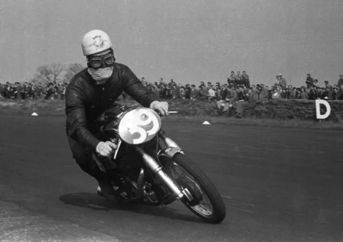 Framed Print : Bill Webster (250 Velocette) 1954 Silverstone Saturday Framed Print : Bill Webster (250 Velocette) 1954 Silverstone Saturday