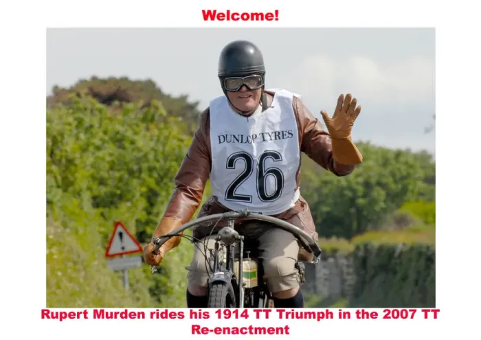 Framed Print : Welcome. Rupert Murden rides his 1914 TT Triumph on the 2007 TT Re-enactment Framed Print : Welcome. Rupert Murden rides his 1914 TT Triumph on the 2007 TT Re-enactment