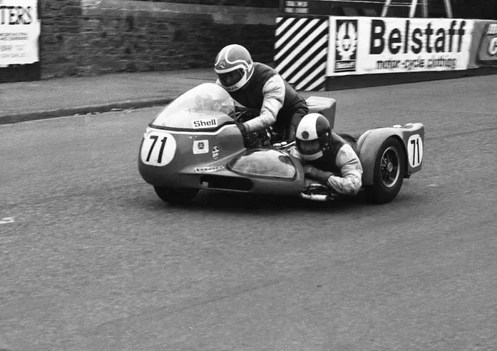 Framed Print : William Moore & Tom Houston (Yamaha) 1977 Sidecar TT