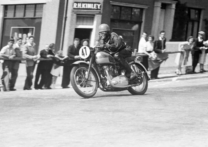 Framed Print : Willie Workman (Triumph) 1951 Senior Clubman TT Framed Print : Willie Workman (Triumph) 1951 Senior Clubman TT