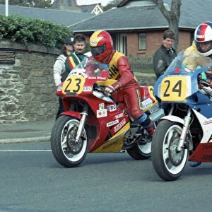 Allan McDonald (Honda) & Geoff Baldock (Yamaha) 1989 Senior Manx Grand Prix