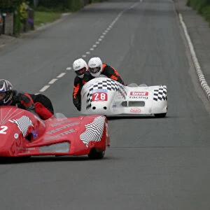 Brian Kelly & Andrew Scarffe (Molyneux) and Roger Stockton & Pete Alton (Shelbourne) 2003 Sidecar TT