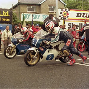 Brian Reid (EMC) and Mark Johns (Yamaha) 1987 Junior TT