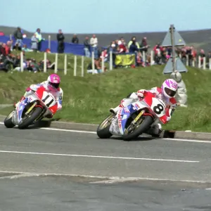 Carl Fogarty et Steve Hislop (Honda), Grand Prix de Formule Un, Tourist Trophy, 1991 Carl Fogarty et Steve Hislop (Honda), Grand Prix de Formule Un, Tourist Trophy, 1991