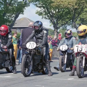 Chris Wright (Norton) Chris Williams (Velocette) and Chris Lenton (Yamaha) 2002 TT Parade Lap Chris Wright (Norton) Chris Williams (Velocette) and Chris Lenton (Yamaha) 2002 TT Parade Lap