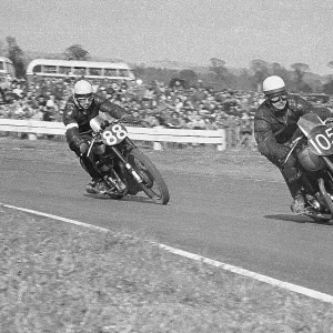 Cyril Stevens (Triumph) and Ernie Procter (Norton) 1951 Goodwood Cyril Stevens (Triumph) and Ernie Procter (Norton) 1951 Goodwood