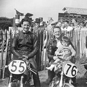 Dave Bennett (Norton) Don Crossley (Norton) and Denis Parkinson (Norton) 1951 Senior Manx Grand Prix