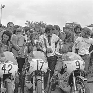 Eddie Roberts (Yamaha) and Doug Lunn (Bryants Yamaha) Phil Haslam (Yamaha) 1973 Junior Manx Grand Prix