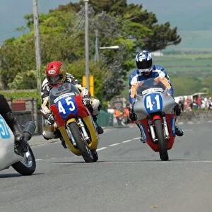 Geoff Bates (Honda) and Ed Manley Jnr (Honda) and Sam Kinkead (Drixton Honda) 2012 Pre TT Classic