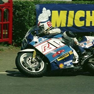 Jamie Whitham (Heron Suzuki) at Ballacraine; 1988 Production B TT