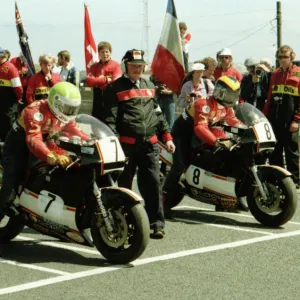 Jim Wells (Kawasaki) and Asa Moyce (Ducati) 1984 Formula One TT