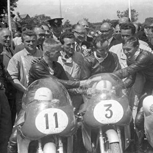 John Hartle (MV), John Surtees (MV) and Mike Hailwood (Norton) 1960 Senior TT