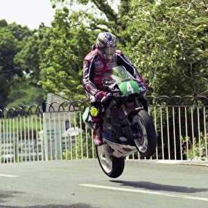 John McGuinness flies Ballaugh Bridge, 2003 Lightweight 400 TT