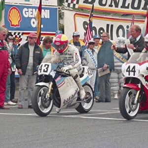 Mark Farmer (Suzuki) and Derek Chatterton (Suzuki) 1988 Formula One TT