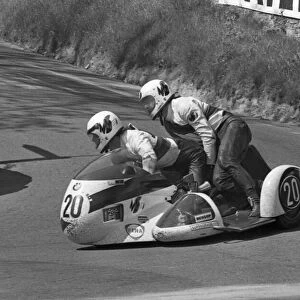 Michel Vanneste & Serge Vanneste (BMW) at Quarter Bridge: 1973 500 Sidecar TT