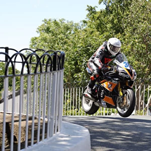 Mike Booth (Triumph) on Ballaugh Bridge 2019 Supersport TT
