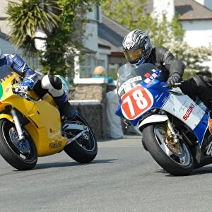 Neil Chadwick (Yamaha) and Geoff Martin (Suzuki) 2012 Pre TT Classic