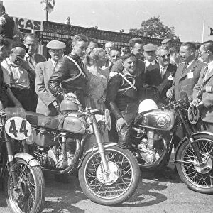 Owen Greenwood (BSA) Jack Bottomley (Norton) Derek Powell (BSA) 1953 Junior Clubman TT