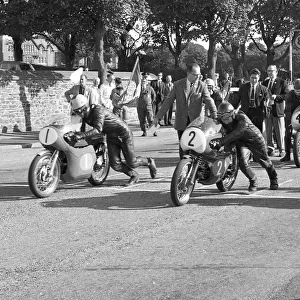 Paul Ludlam (Ducati) and Chris Fenton (Aermacchi) 1965 Lightweight Manx Grand Prix