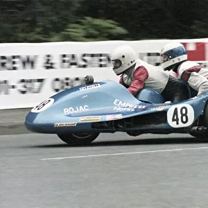 Peter J Williams & John Servicee (Yamaha) at Ballaugh Bridge; 1979 Sidecar TT