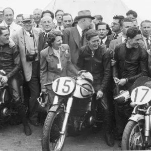 1952 Senior TT Winners Print: Ray Amm, Reg Armstrong, and Les Graham