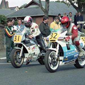 Ray Evans (Yamaha) & Chris Hook (Suzuki) 1989 Senior Manx Grand Prix