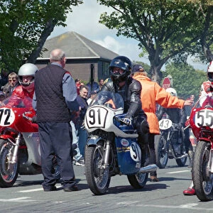 Ron Mullin (MV) Steve Gibbs (Honda) and David Lock (Ducati) 2002 TT Parade Lap