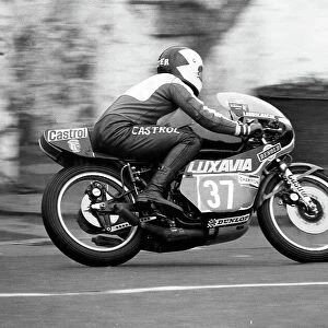 South African Peter Labuschagne (Yamaha) at Union Mills, 1977 Junior TT