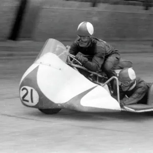 Stan Nightingale & E Sheldon (Norton) 1959 Sidecar TT