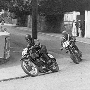 Ted Mellors (Velocette) and J H Crasher White (Norton) 1937 Junior TT