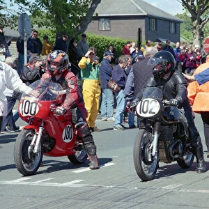 Terry Kermode (Aermacchi) and Thomas Hughes (AJS) 2002 TT Parade Lap