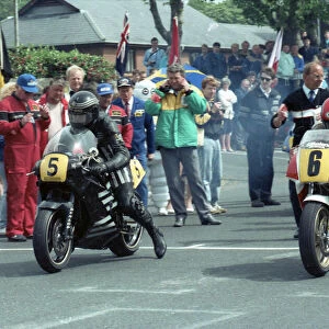 Trevor Nation (Norton) and Steve Hislop (Honda) 1989 Senior TT