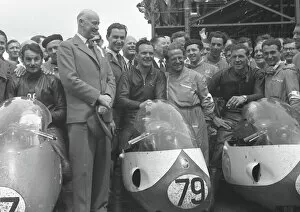 Images Dated 8th July 2011: Top three at the 1957 Junior TT